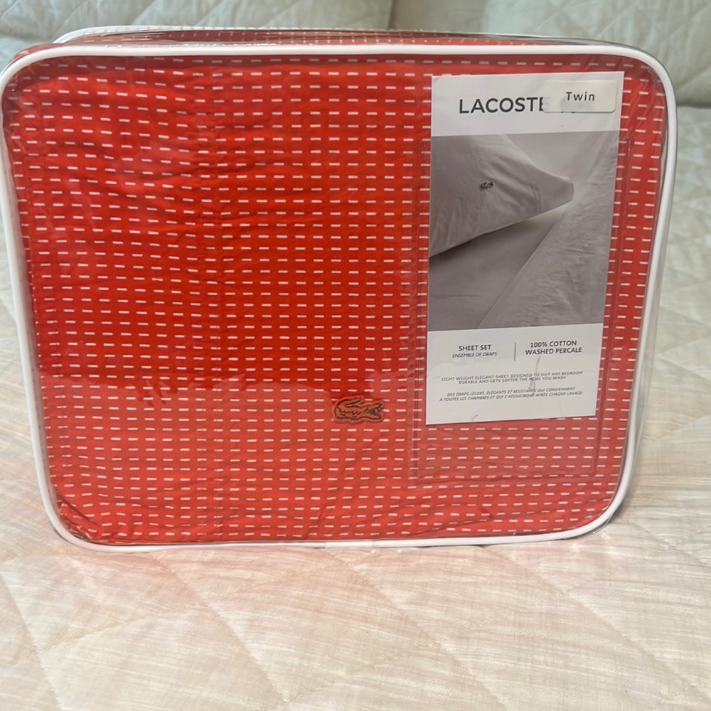 🔥🔥Lacoste – Twin Washed Percale TWIN Sheet Set - 
FIESTA